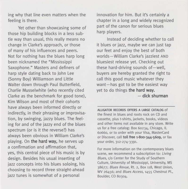 Gatefold 2: William Clarke – Hard Way CD | Relix