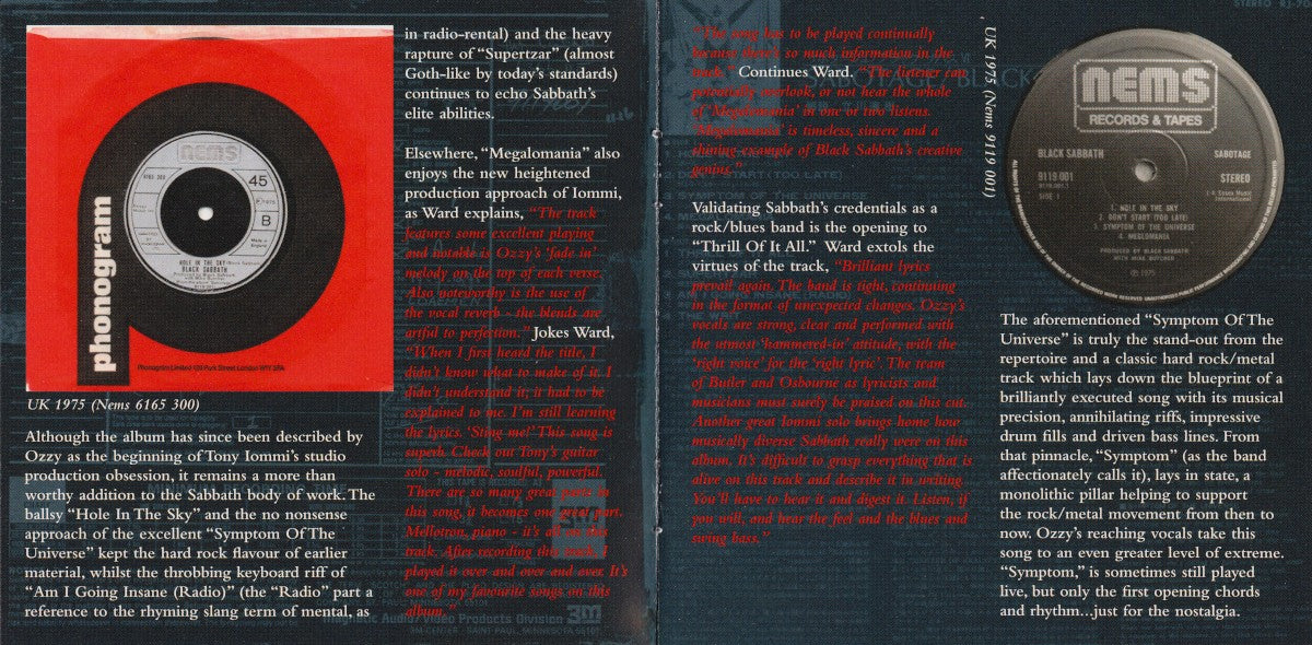 Gatefold 3: Black Sabbath – Sabotage (Remastered CD) CD | Relix