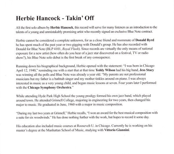 Gatefold 3: Herbie Hancock – Takin' Off CD | Relix