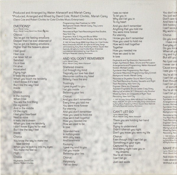Gatefold 3: Mariah Carey – Emotions Vinyl LP | Relix