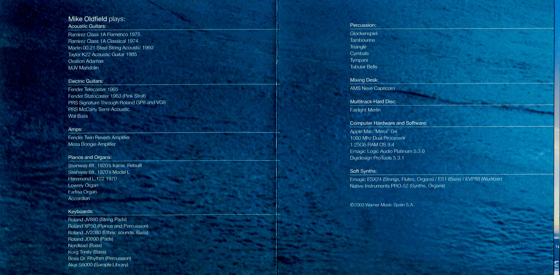 Gatefold 3: Mike Oldfield – Tubular Bells 2003 CD | Relix