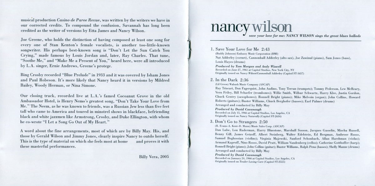 Gatefold 3: Nancy Wilson – Save Your Love For Me... CD | Relix