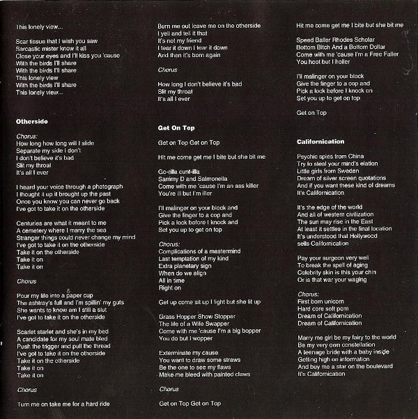 Gatefold 3: Red Hot Chili Peppers – Californication CD | Relix