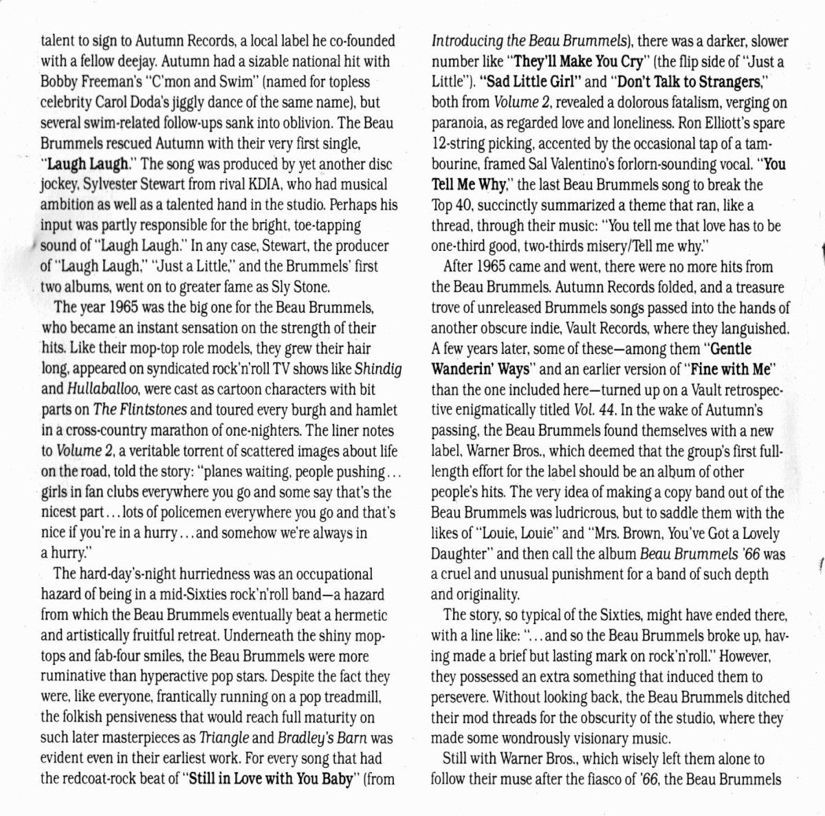 Gatefold 3: The Beau Brummels – Best of CD | Relix