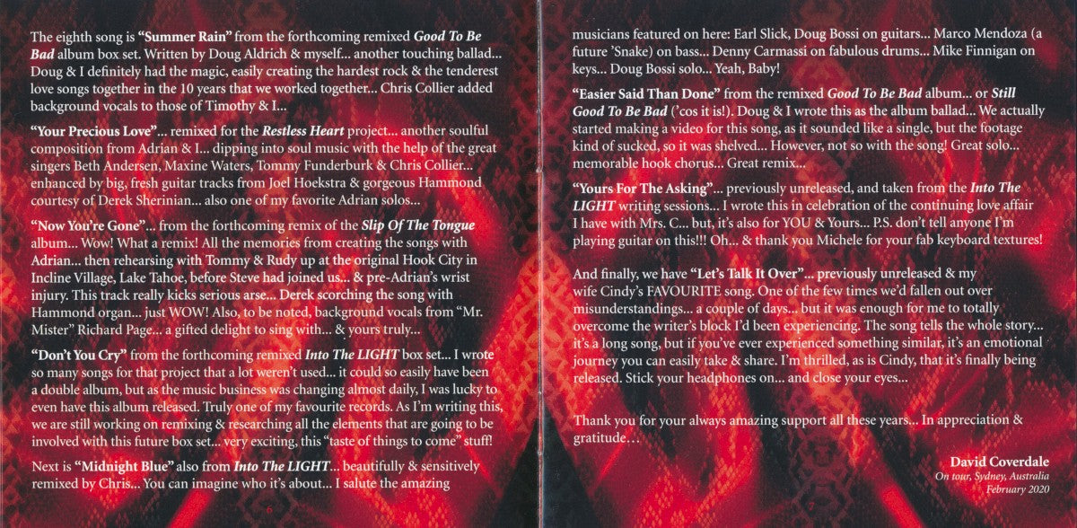 Gatefold 3: Whitesnake – Love Songs (2020 Remix CD) CD | Relix