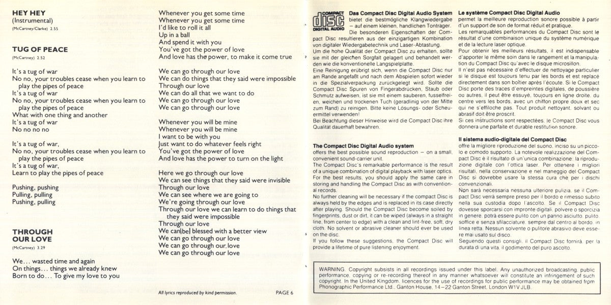 Gatefold 4: Paul McCartney – Pipes Of Peace Vinyl LP | Relix