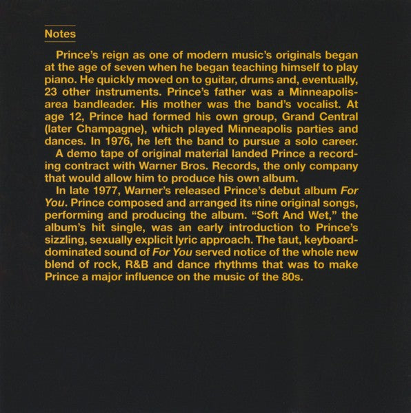 Gatefold 4: Prince – For You CD | Relix