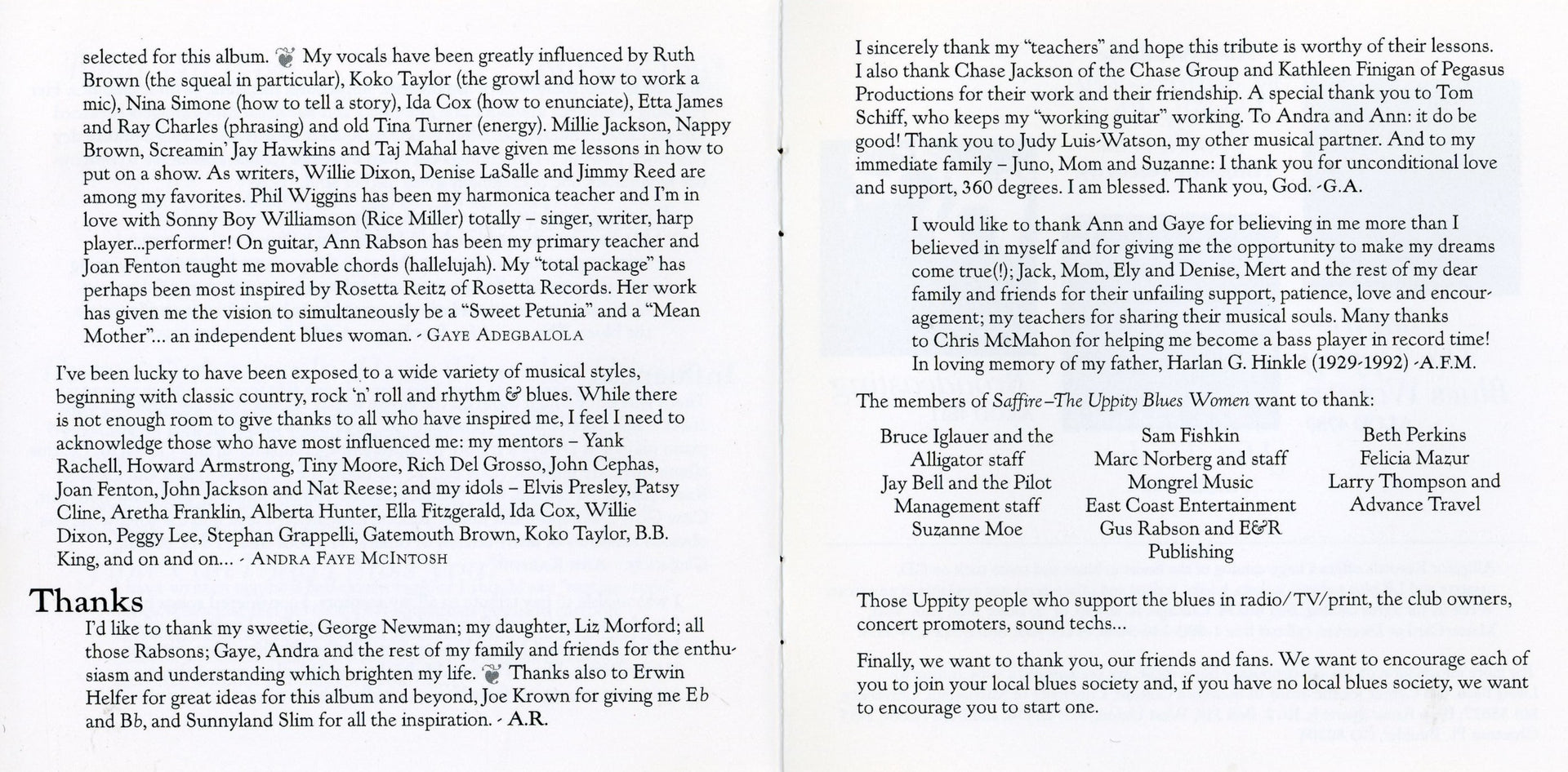 Gatefold 4: Saffire- The Uppity Blues Women – Old New Borrowed & Blue CD | Relix