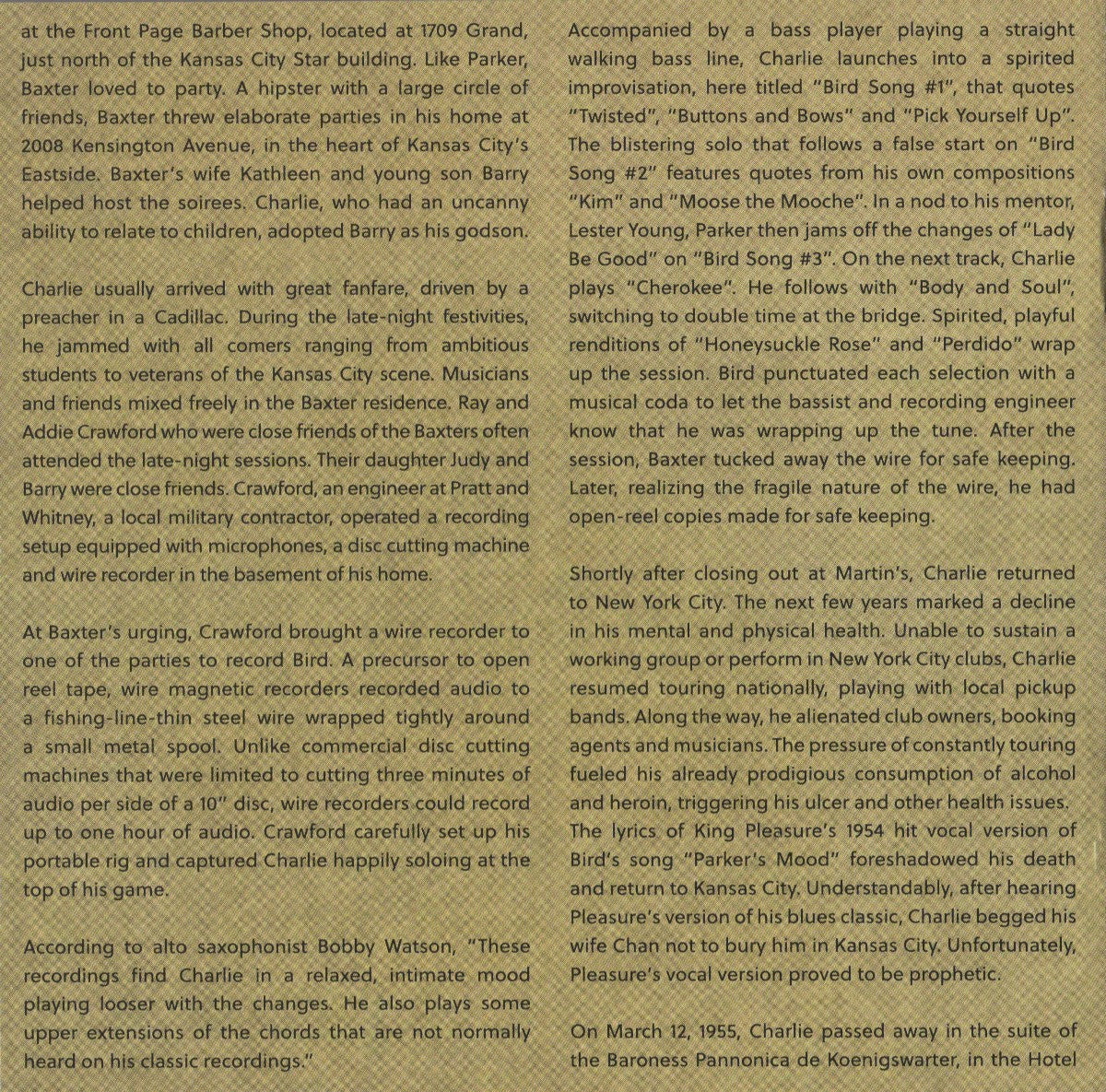 Gatefold 5: Charlie Parker – Bird In Kansas City Vinyl LP | Relix