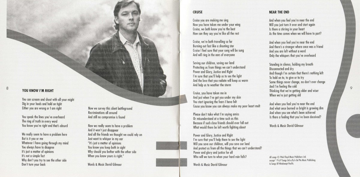 Gatefold 5: David Gilmour – About Face CD | Relix