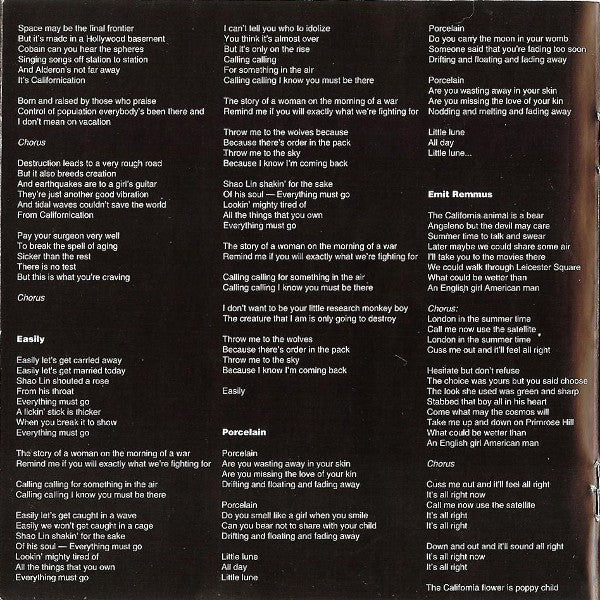 Gatefold 5: Red Hot Chili Peppers – Californication CD | Relix