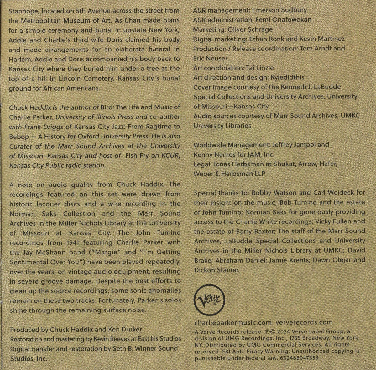 Gatefold 6: Charlie Parker – Bird In Kansas City Vinyl LP | Relix