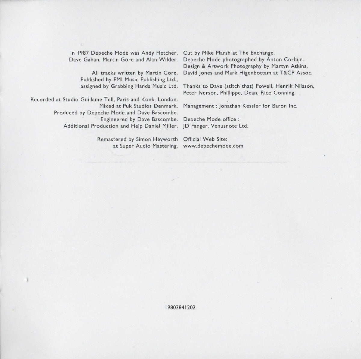 Gatefold 6: Depeche Mode – Music For The Masses CD | Relix