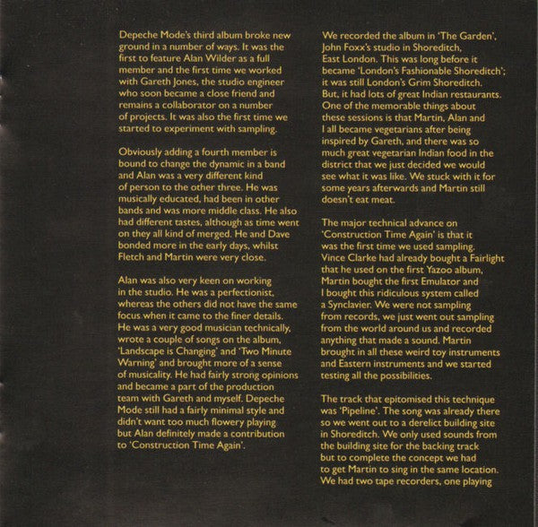 Gatefold 7: Depeche Mode – Construction Time Again Vinyl LP | Relix
