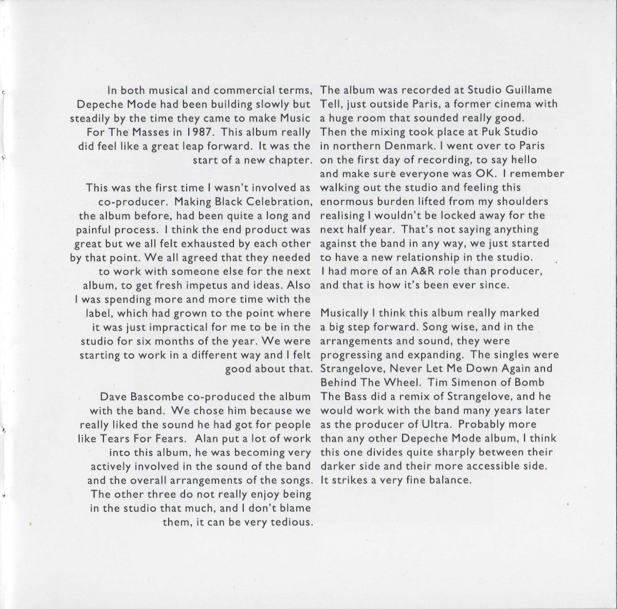 Gatefold 7: Depeche Mode – Music For The Masses CD | Relix