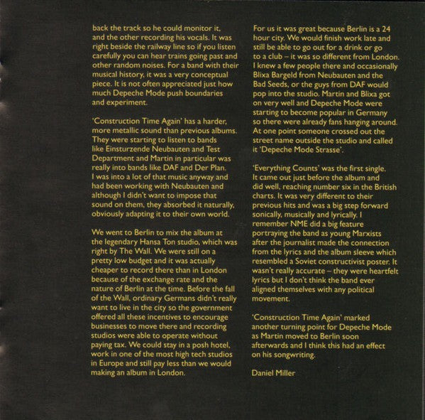 Gatefold 9: Depeche Mode – Construction Time Again Vinyl LP | Relix