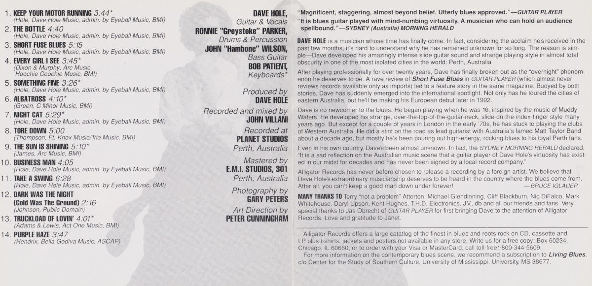 Gatefold: Dave Hole – Short Fuse Blues CD | Relix