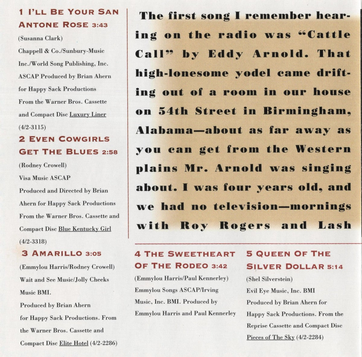 Gatefold: Emmylou Harris – Songs Of The West (Import CD) CD | Relix