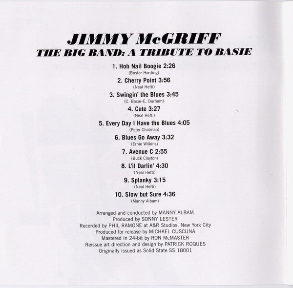 Gatefold: Jimmy Mcgriff – The Big Band CD | Relix