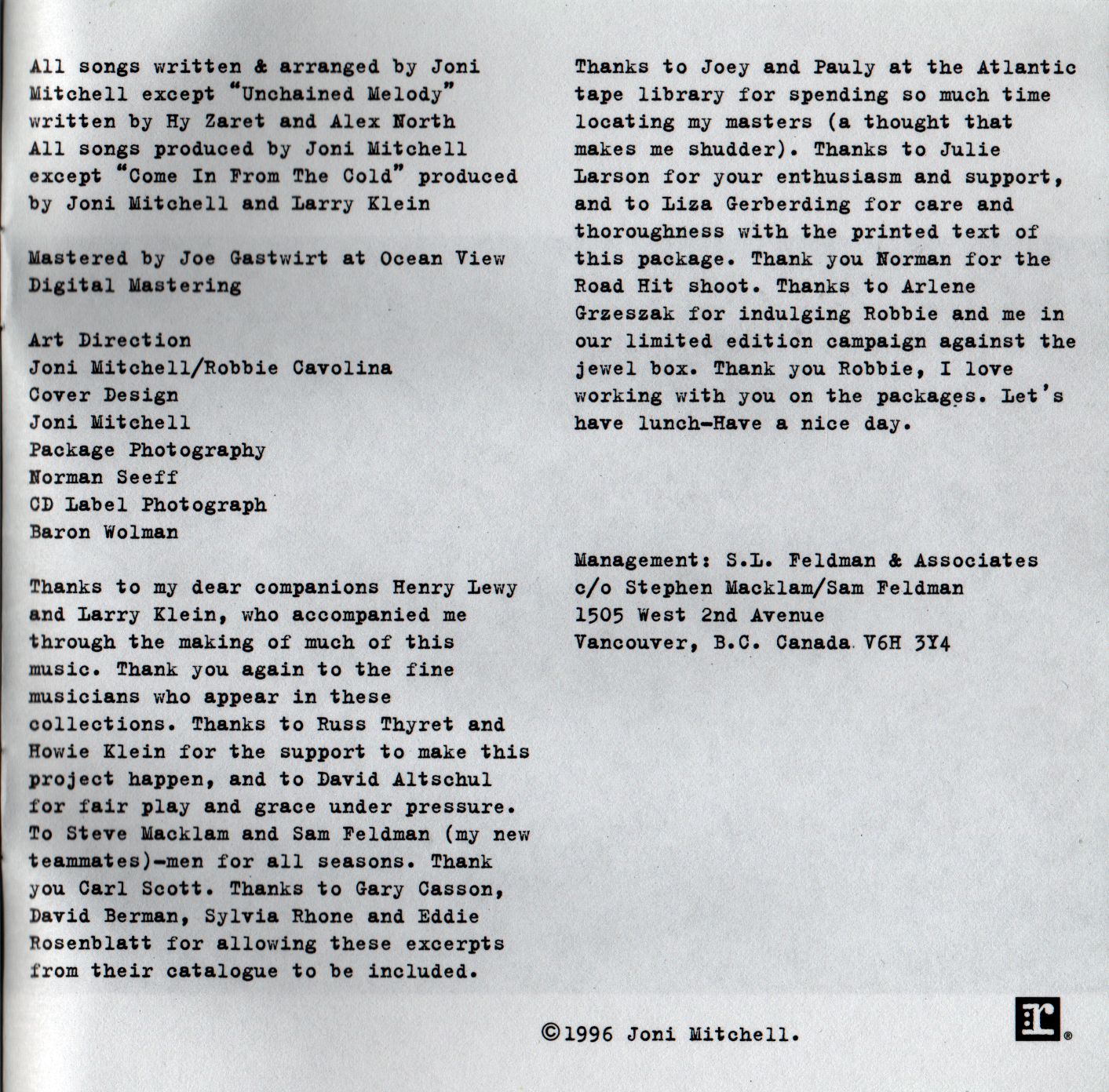 Gatefold: Joni Mitchell – Hits CD | Relix