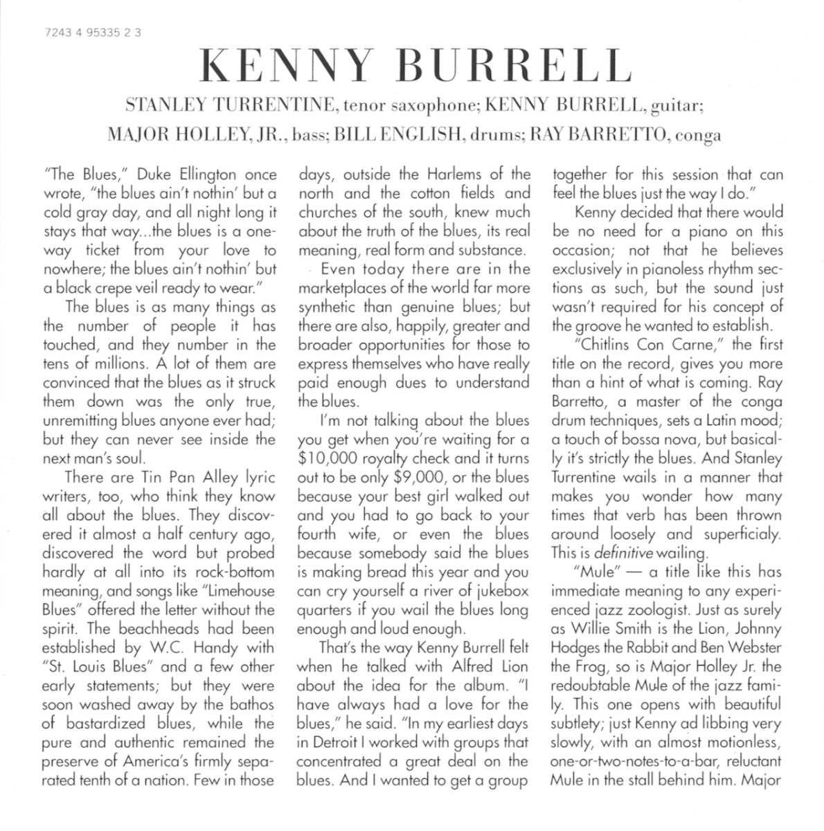 Gatefold: Kenny Burrell – Midnight Blue (remastered CD) CD | Relix