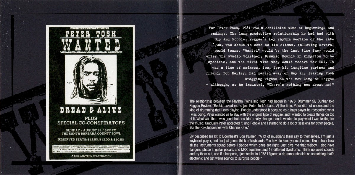 Gatefold: Peter Tosh – Wanted Dread And Alive Vinyl LP | Relix