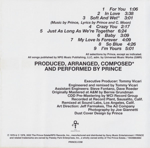 Gatefold: Prince – For You CD | Relix