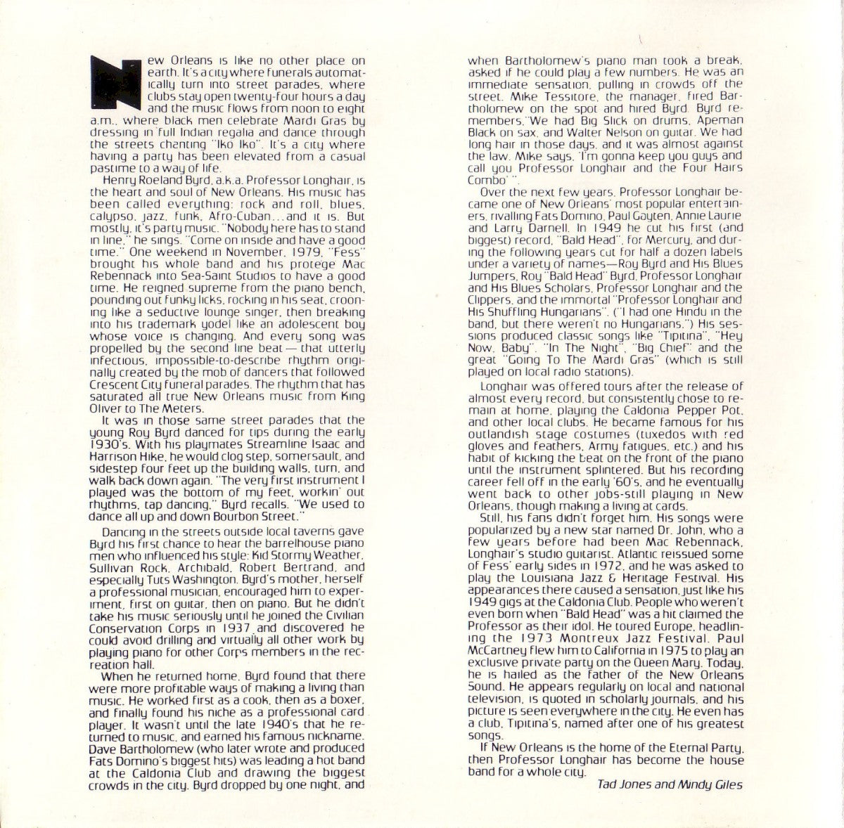 Gatefold: Professor Longhair – Crawfish Fiesta CD | Relix