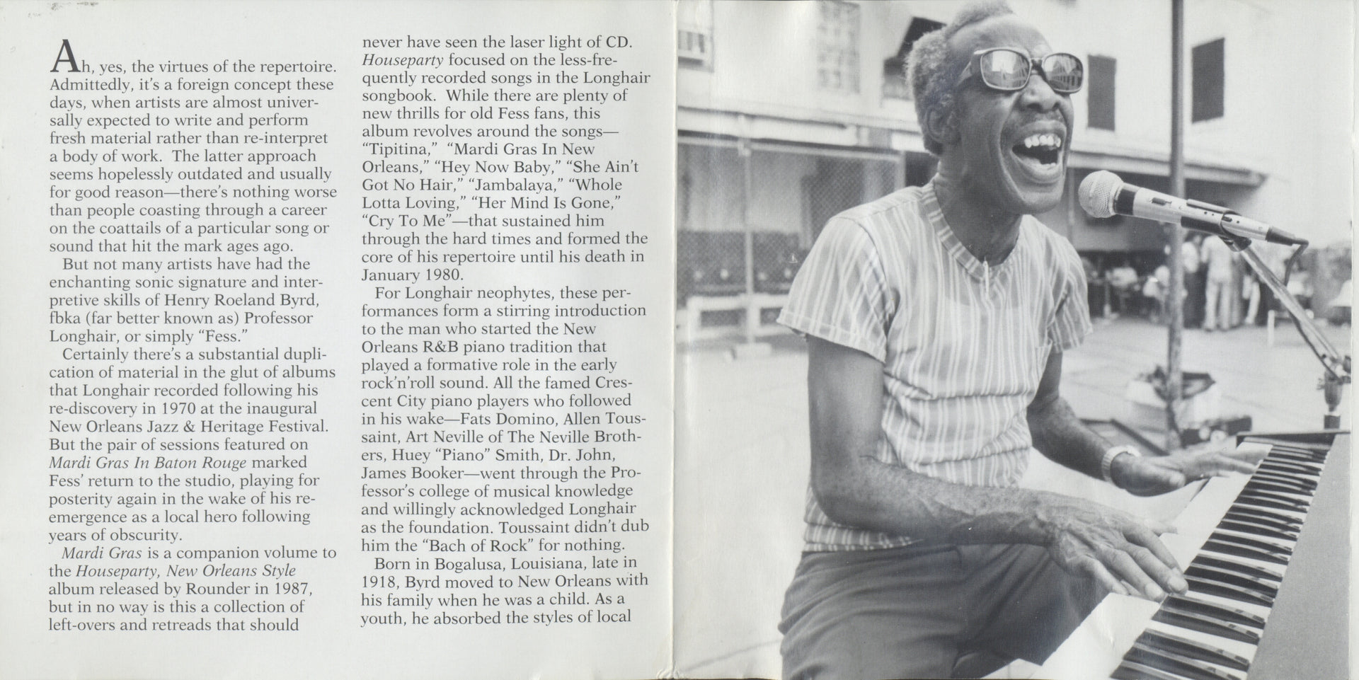 Gatefold: Professor Longhair – Mardi Gras in Baton Rouge CD | Relix