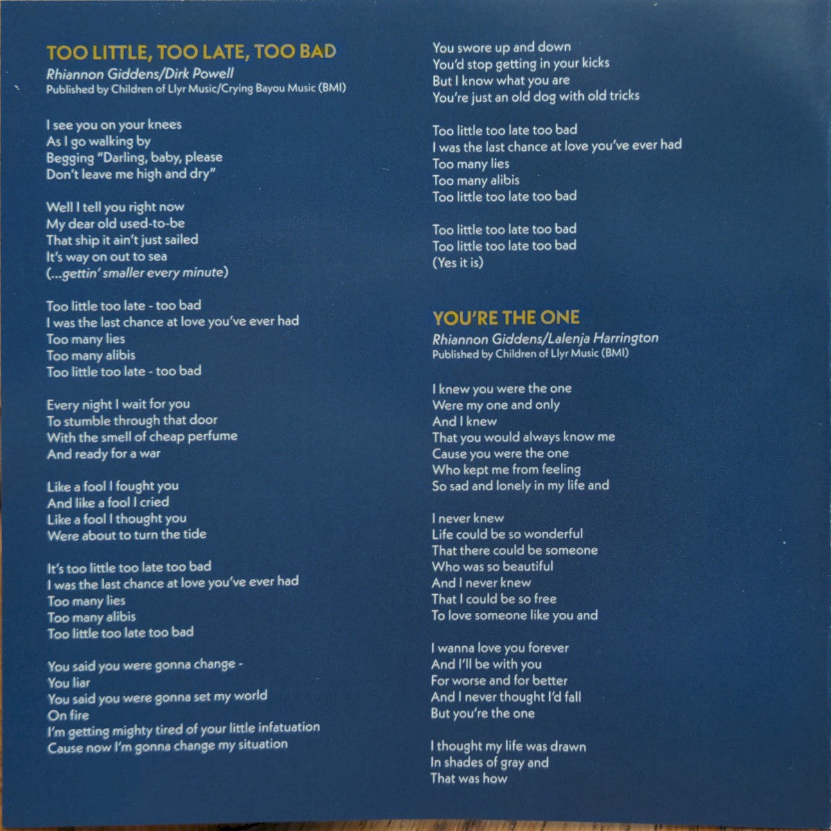 Gatefold: Rhiannon Giddens – You’re The One CD | Relix