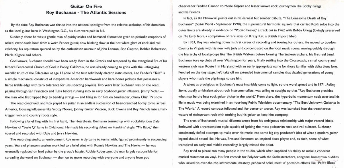 Gatefold: Roy Buchanan – Atlantic Years: Guitars on Fire CD | Relix