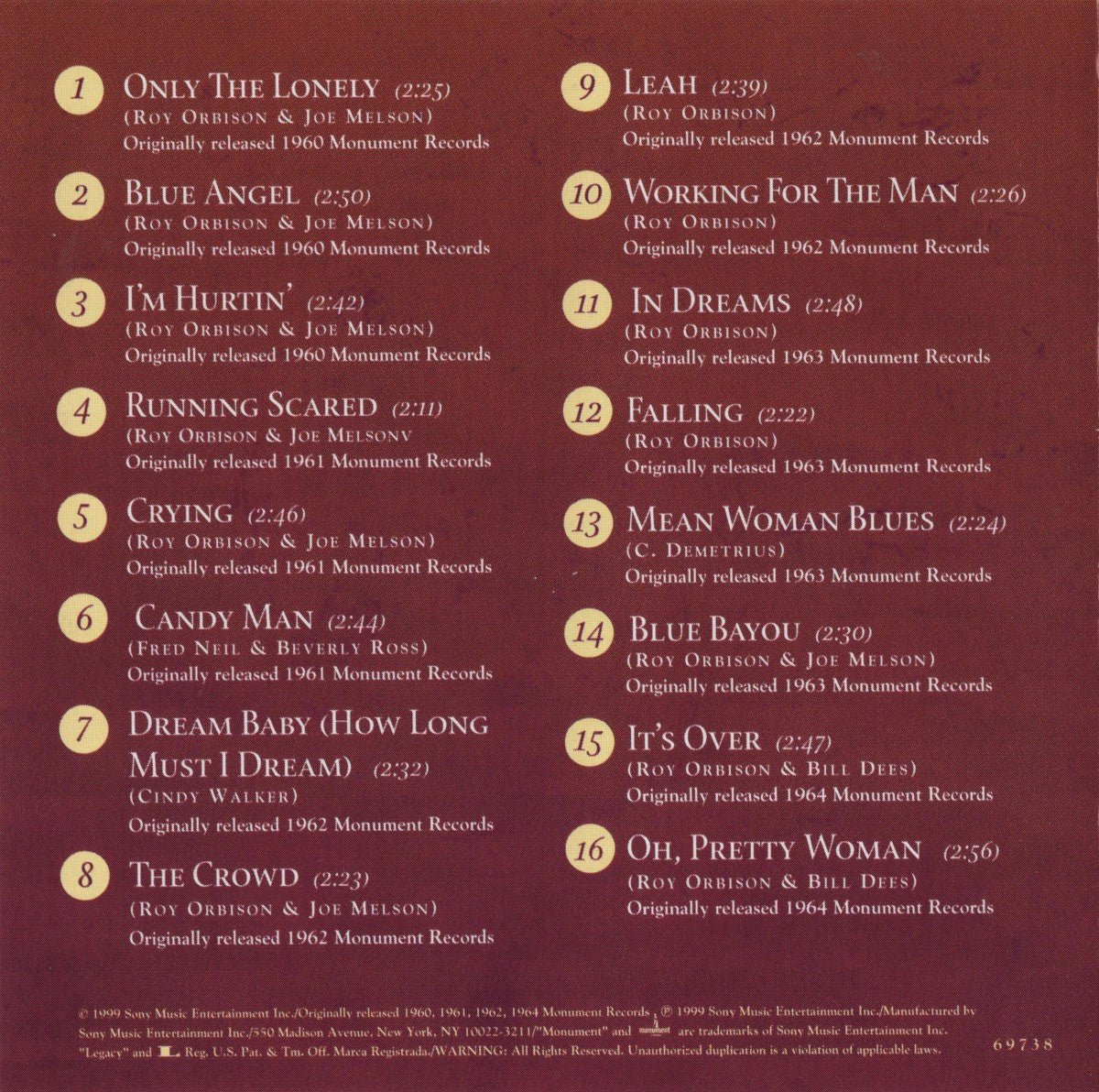 Gatefold: Roy Orbison – 16 Biggest Hits CD | Relix