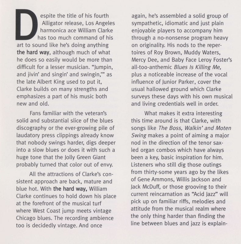 Gatefold: William Clarke – Hard Way CD | Relix