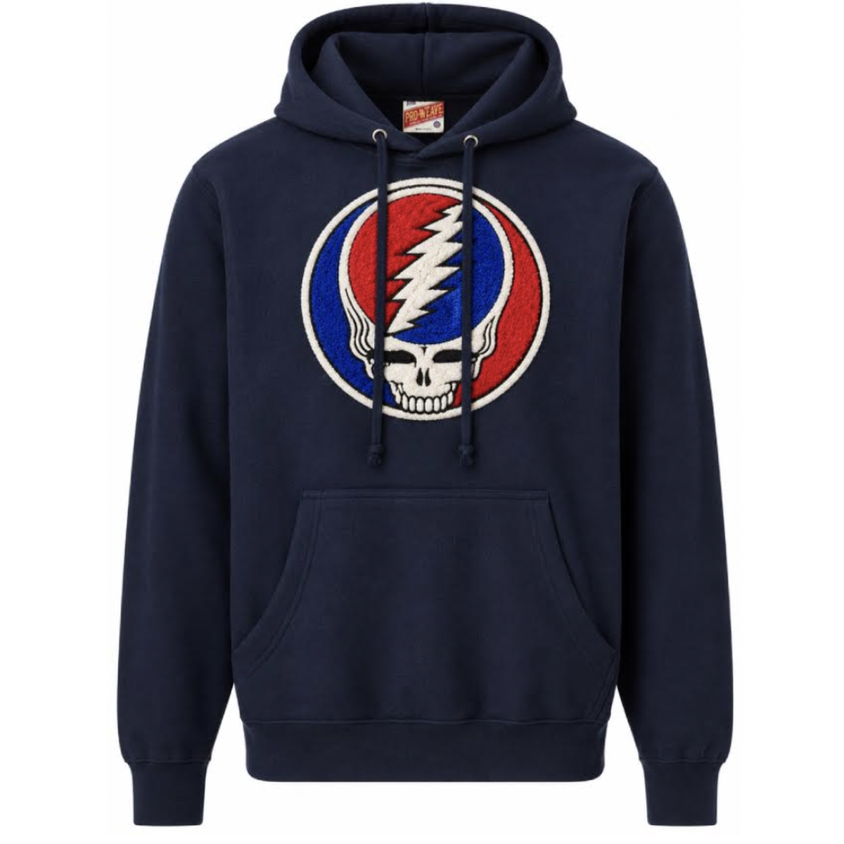 Grateful Dead Chenille Stealie Hoodie in Navy, front view