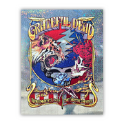 Grateful Dead 11/5/1970 Donut Foil poster by AJ Masthay featuring radiant foil background with vibrant skeleton and floral artwork in signature donut colorway