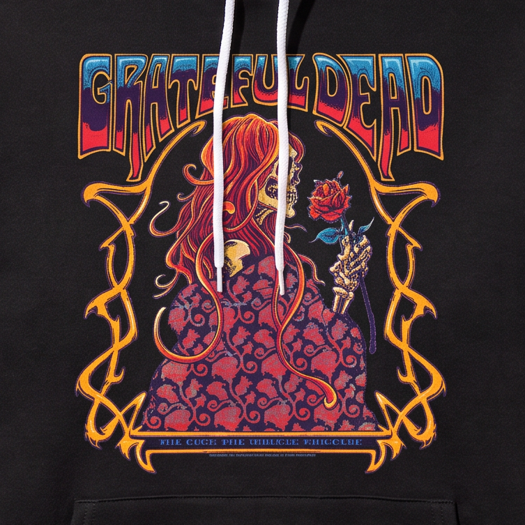Close-up of the ZazzCorp design on a hoodie