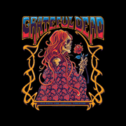 Close-up of 11/6/1970 concert-inspired artwork on front of Grateful Dead hoodie by ZazzCorp