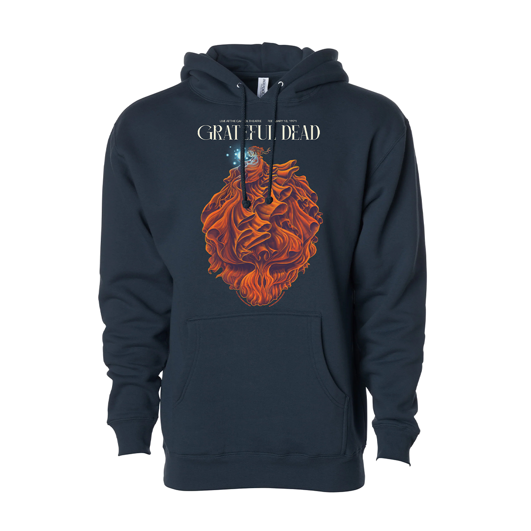 Grateful Dead 2/18/1971 hooded sweatshirt by Bailey Race front view featuring vintage concert poster graphic