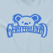 Close-up of the Bear Logotype print on a chambray t-shirt