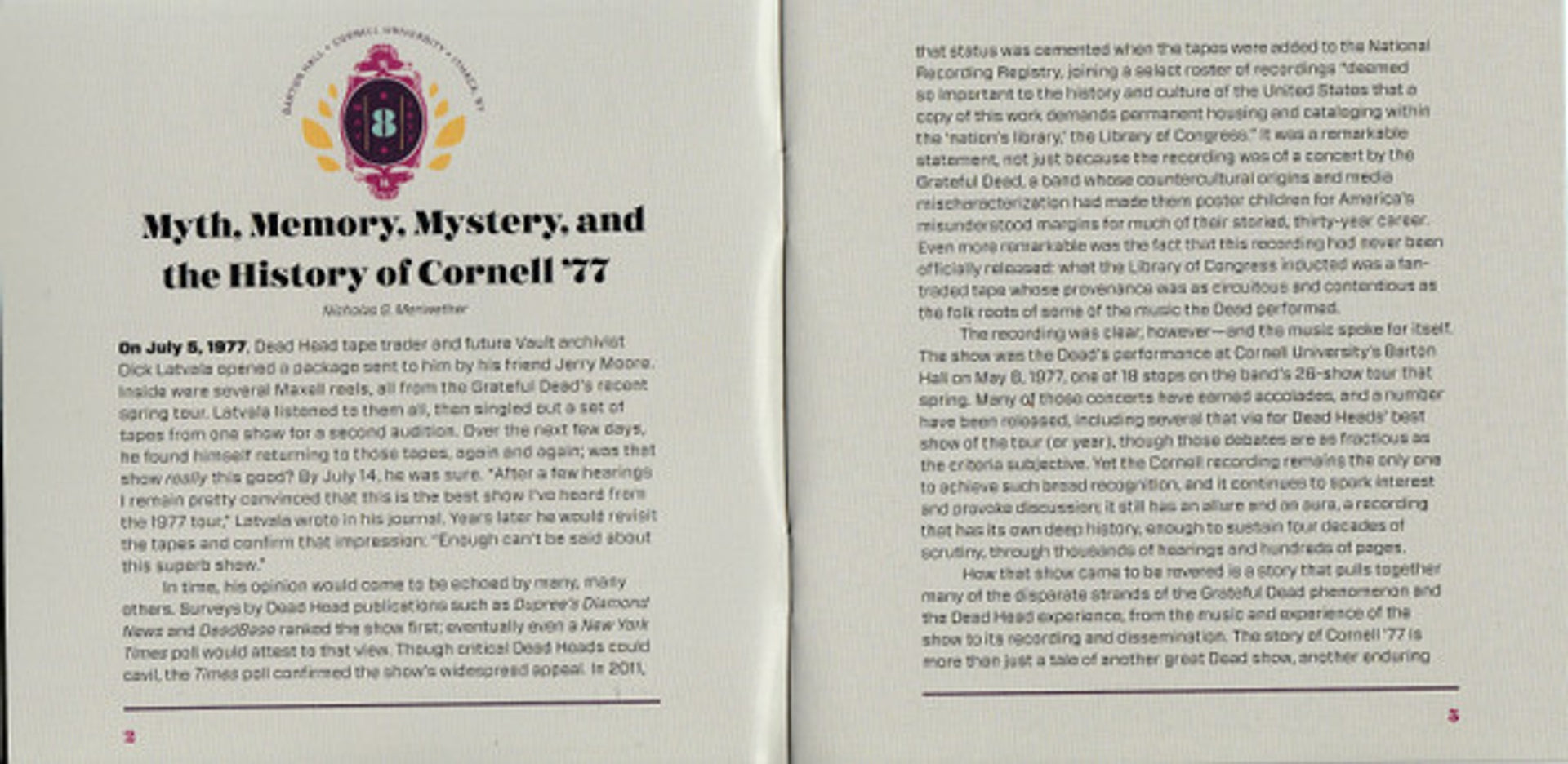 Grateful Dead – Cornell 5/8/77 (3-CD) – Image – Relix – 2051x1000px