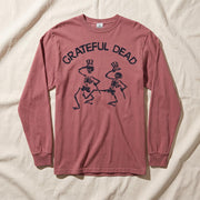 Dancing Skeletons Long Sleeve T-Shirt in Brick — Officially licensed Grateful Dead Long Sleeve T-Shirt from Relix