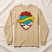 Earth Roses Stealie Long Sleeve T-Shirt in Butter — Officially licensed Grateful Dead Long Sleeve T-Shirt from Relix