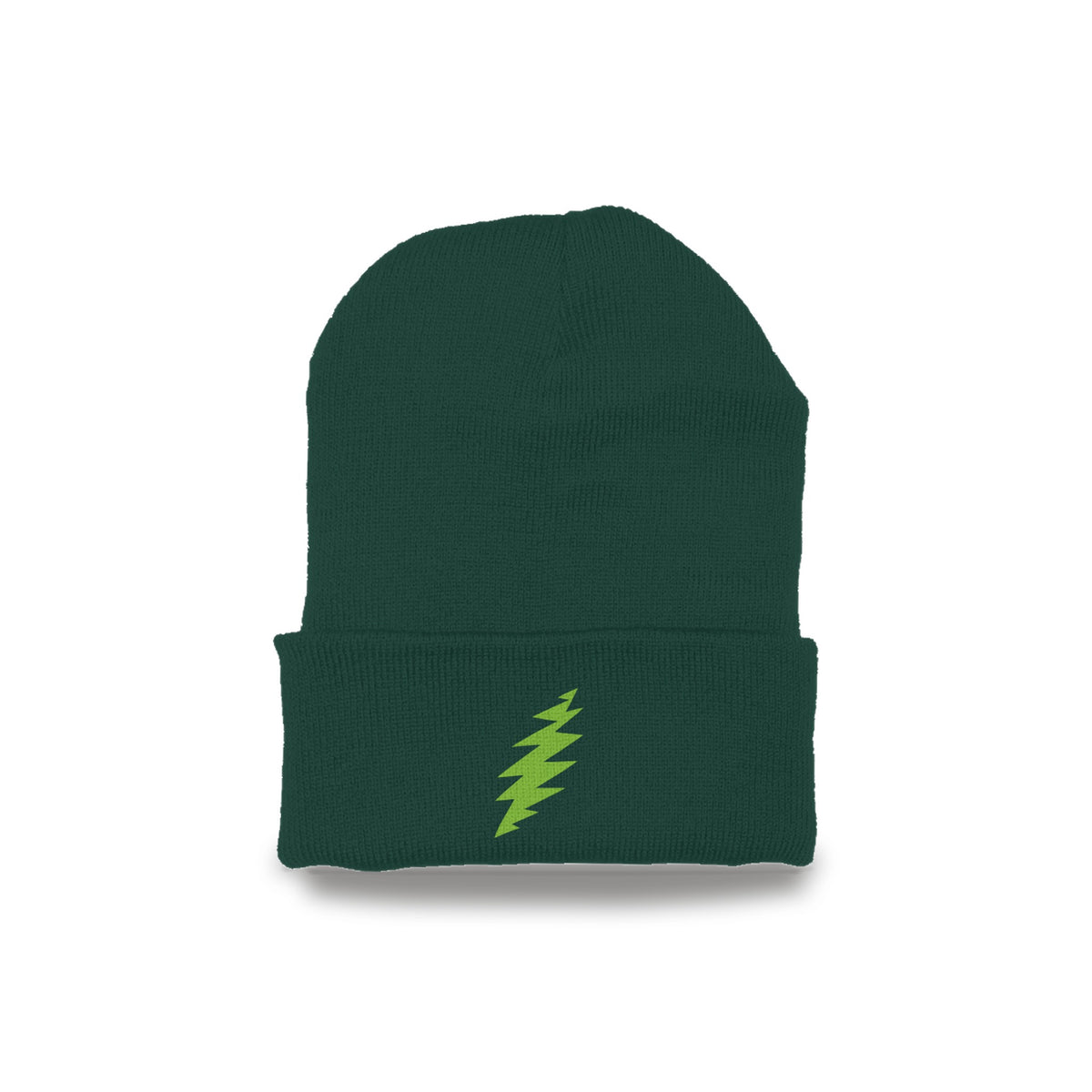 Grateful Dead Embroidered Lime Bolt Cuffed Beanie - Forest Green