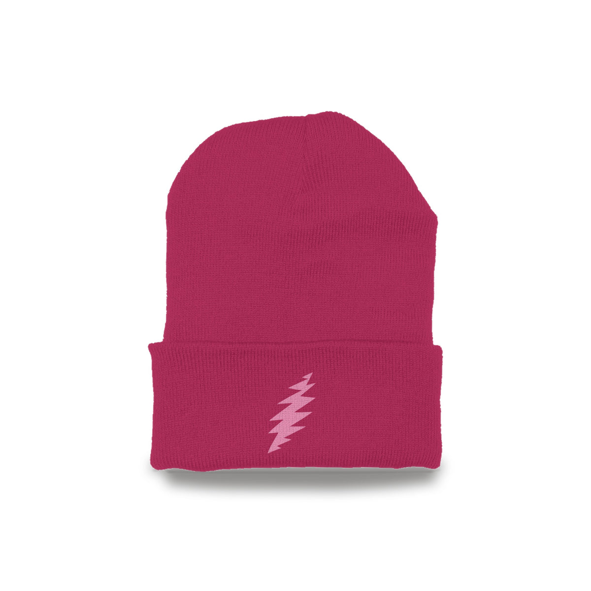 Grateful Dead Embroidered Pink Bolt Cuffed Beanie - Fuchsia