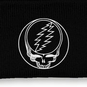 Close-up of the design on the Grateful Dead Embroidered Stealie Cuffed Beanie - Black