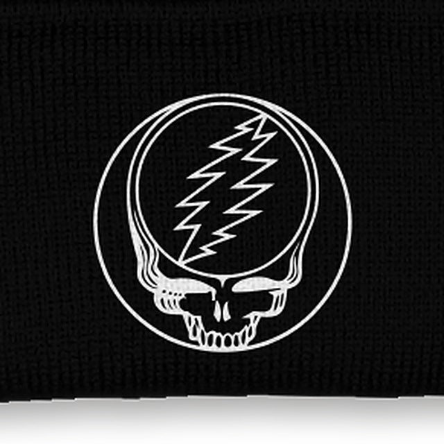 Close-up of the design on the Grateful Dead Embroidered Stealie Cuffed Beanie - Black