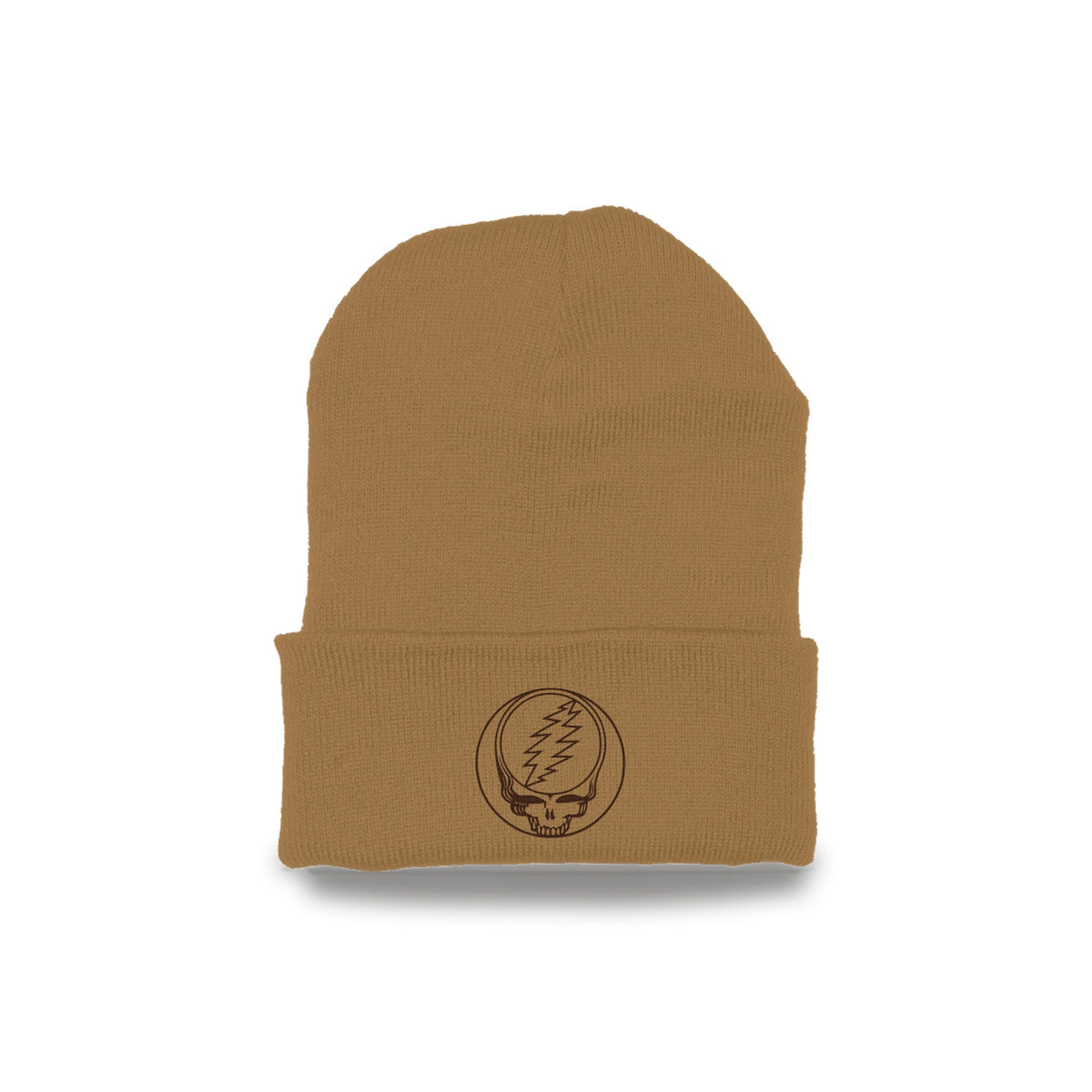 Grateful Dead Embroidered Stealie Cuffed Beanie - Camel