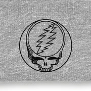 Close-up of the design on the Grateful Dead Embroidered Stealie Cuffed Beanie - Heather Grey