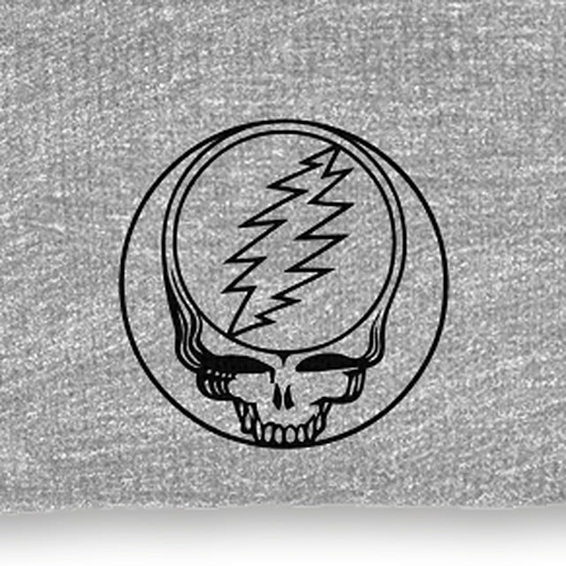 Close-up of the design on the Grateful Dead Embroidered Stealie Cuffed Beanie - Heather Grey