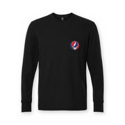 Grateful Dead Embroidered Patch Stealie Thermal Long Sleeve T-Shirt - Black